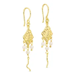 parel oorbellen in verguld messing - Eliné