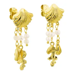 parel oorbellen in verguld messing - Eliné