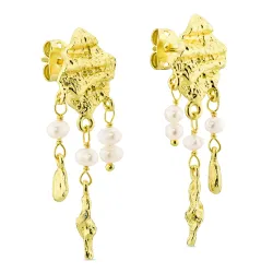 parel oorbellen in verguld messing - Eliné