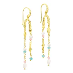 lange ketting oorbellen in verguld messing - Eliné