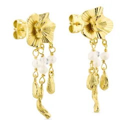 parel oorbellen in verguld messing - Eliné