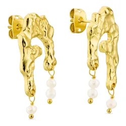 parel oorbellen in verguld messing - Eliné