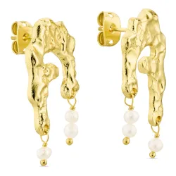 parel oorbellen in verguld messing - Eliné