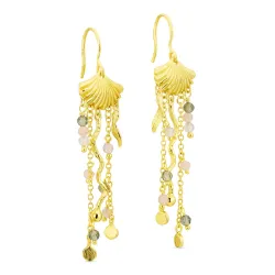 lange ketting oorbellen in verguld messing - Eliné