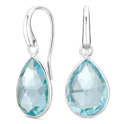 blauwe kristal oorbellen in verzilverd messing - Loom Stones