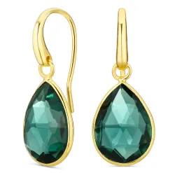 groen kristal oorbellen in verguld messing - Loom Stones