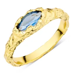 donkerblauw kristal ring in verguld messing - Eliné