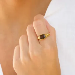 kwarts ring in verguld messing - Eliné