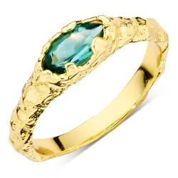 groen kristal ring in verguld messing - Eliné