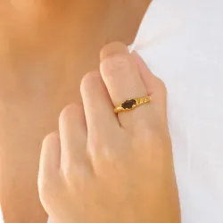 kwarts ring in verguld messing - Eliné