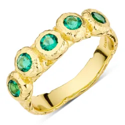 groen kristal ring in verguld messing - Eliné