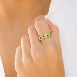 groen kristal ring in verguld messing - Eliné
