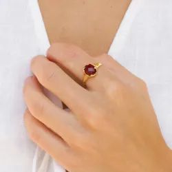 granaat ring in verguld messing - Eliné