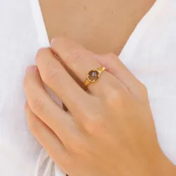 kwarts ring in verguld messing - Eliné
