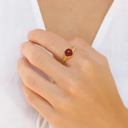 granaat ring in verguld messing - Eliné