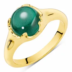 groen kristal ring in verguld messing - Eliné