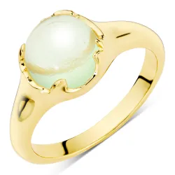lichtgroene kristal ring in verguld messing - Eliné