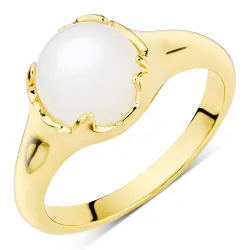 witte maansteen ring in verguld messing - Eliné