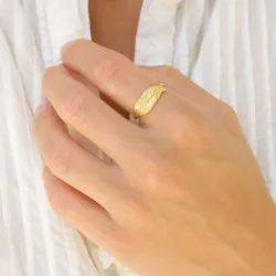 blad ring in verguld messing - Pure Nature
