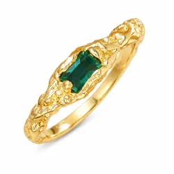groen kristal ring in verguld messing - Eliné