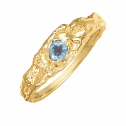 donkerblauw kristal ring in verguld messing - Eliné