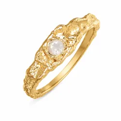 witte maansteen ring in verguld messing - Eliné