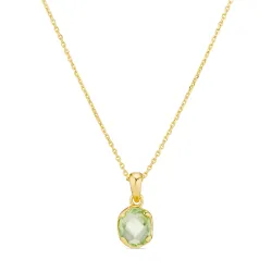 lichtgroene kristal ketting met hanger in verguld messing - Eliné