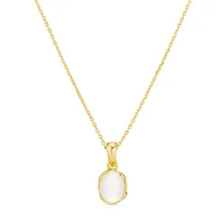 maansteen ketting met hanger in verguld messing - Eliné