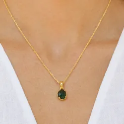 groen kristal ketting met hanger in hars