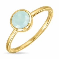 aqua kristal ring in verguld messing - Loom Stones