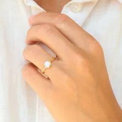 maansteen ring in verguld messing - Loom Stones