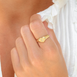 letter e zirkoon ring in verguld messing