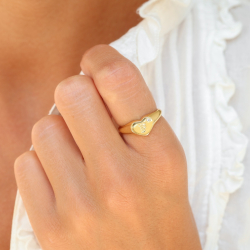 letter f zirkoon ring in verguld messing