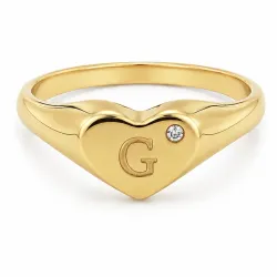 letter g ring in verguld messing