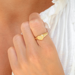 letter n zirkoon ring in verguld messing