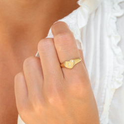 letter s zirkoon ring in verguld messing