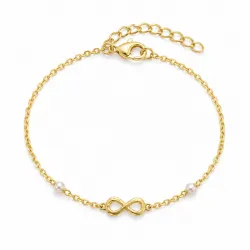infinity parel armband in verguld messing - Eliné
