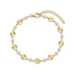 parel armband in verguld messing - Eliné