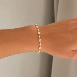 parel armband in verguld messing - Eliné
