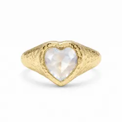 witte maansteen ring in verguld messing - Eliné