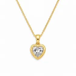 hart witte zirkoon ketting in verguld messing - Eliné