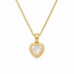 hart witte maansteen ketting in verguld messing - Eliné