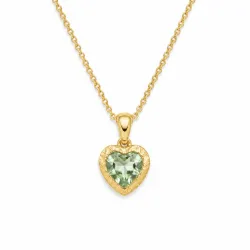 hart lichtgroene kristal ketting in verguld messing - Eliné