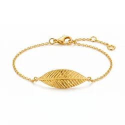 blad armband in verguld messing - Pure Nature