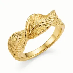 blad ring in verguld messing - Pure Nature