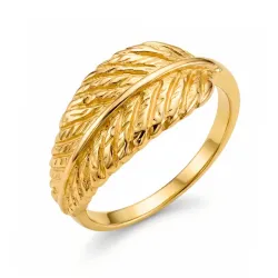 blad ring in verguld messing - Pure Nature