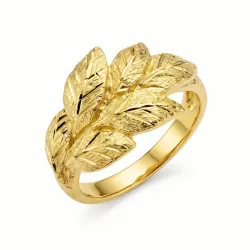 blad ring in verguld messing - Pure Nature