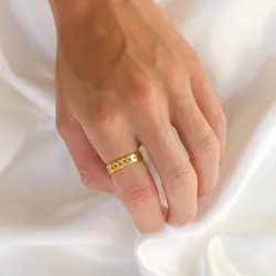 waterproof blad ring in verguld staal - OCEANA
