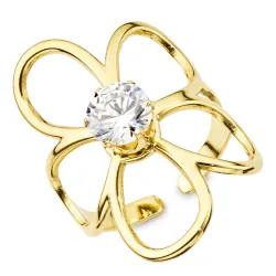 waterproof bloem verstelbaar ring in verguld staal - OCEANA