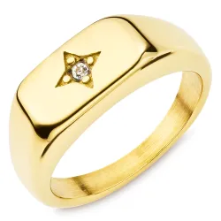 waterproof ster ring in verguld staal - OCEANA